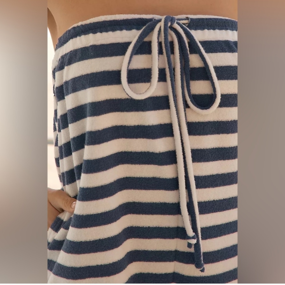 Anthropologie Blue and White Jumpsuit with Striking Stripes - Picture 2 of 4